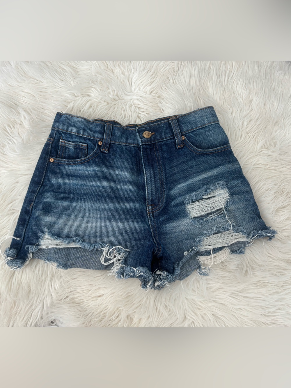 No Boundaries High-Rise Denim Shorts - Indigo Blue